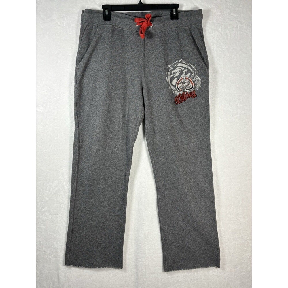 Billabong Sweat Pants Mens Large Grey Fleece Logo Skater Baggy Loose Y2K